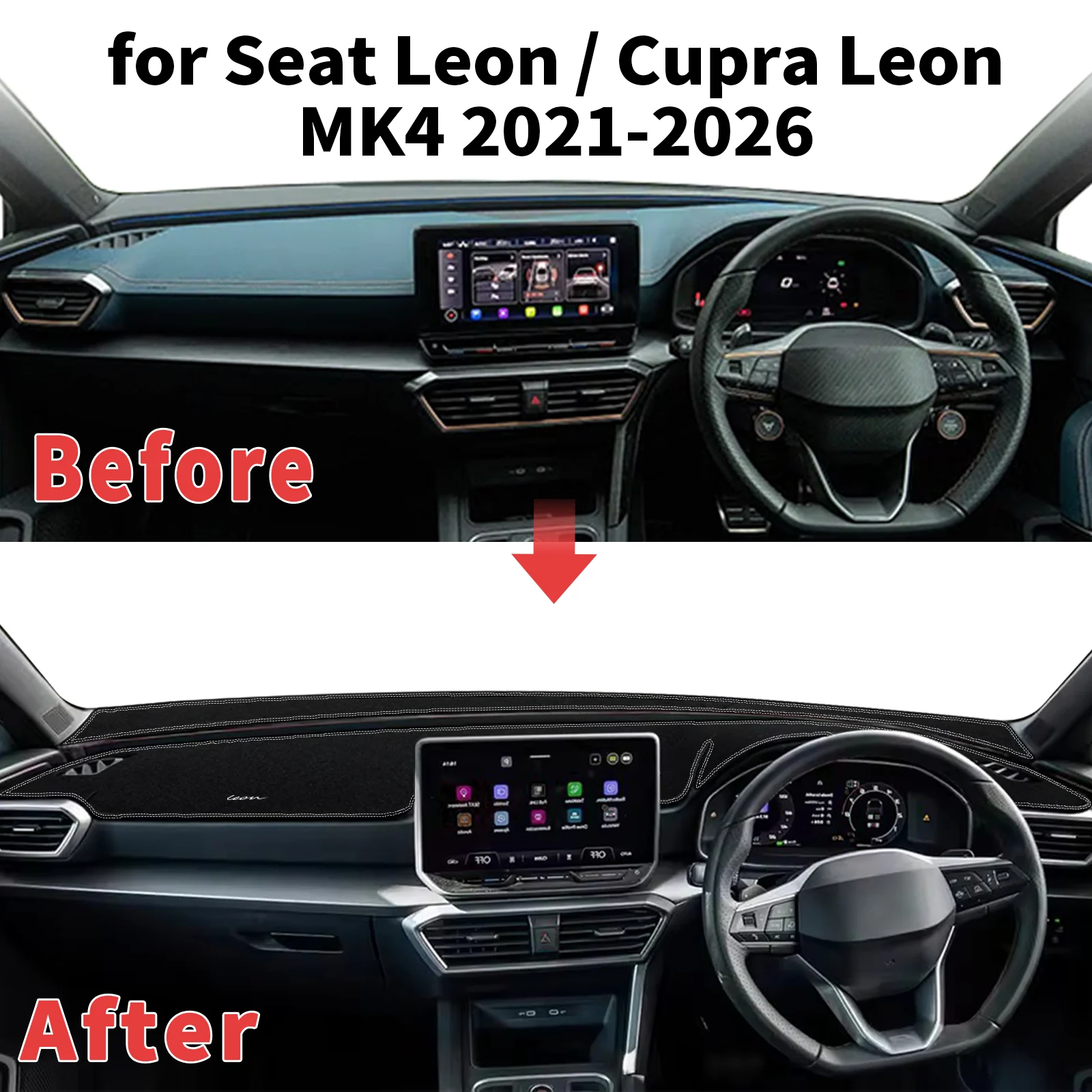 for Seat Leon 2021-2026 Cupra Leon MK4 Dashboard Cover Sun Shade Protector Dashmat Anti-Glare UV Carpet Mat Automotive Dash Mat