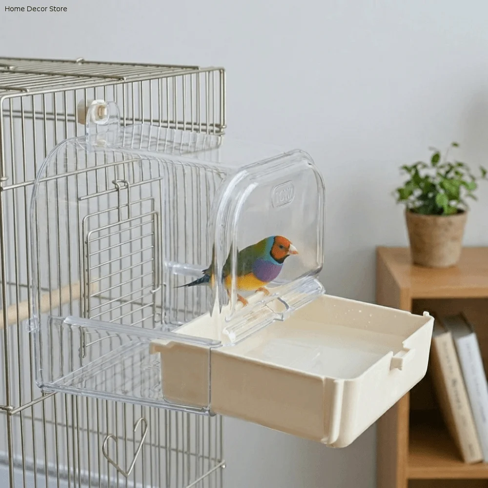 Pet Supplies Wall Mounted 3-in-1 Bird Bathtub Large Capacity Anti Splash Hanging Bird Bath Detachable Bird Feeder Lovebird