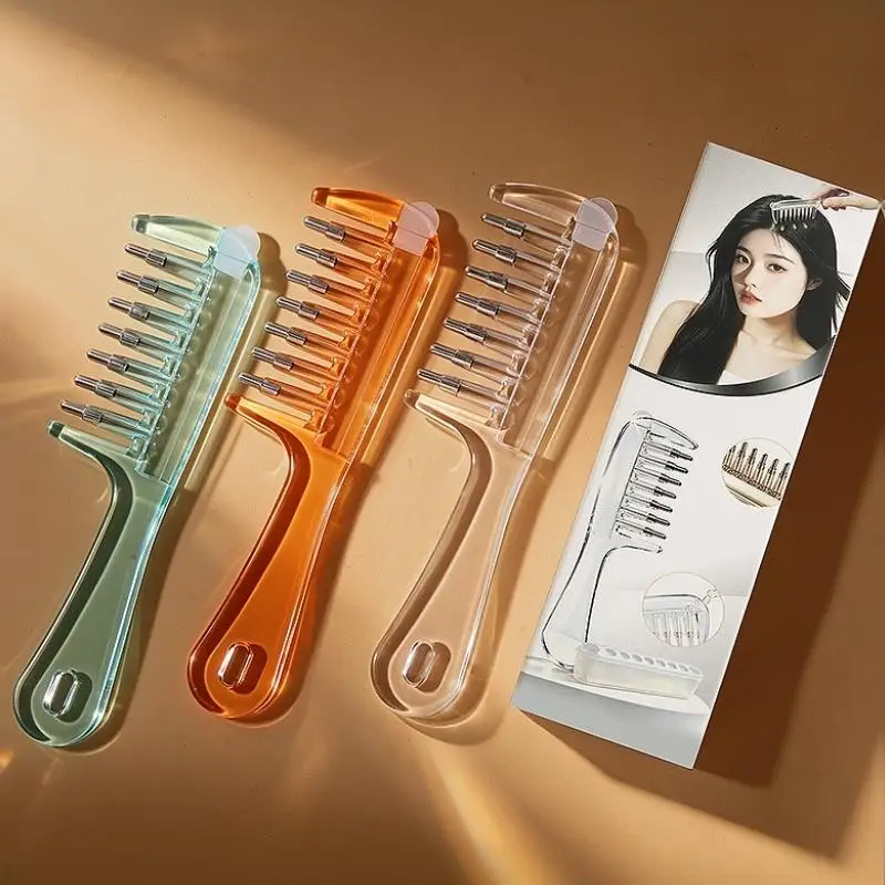 1 Set Wide-tooth Massage Guide Liquid Comb PC Hair Firming Applicator Anti-Static Portable Hairdressing Combs