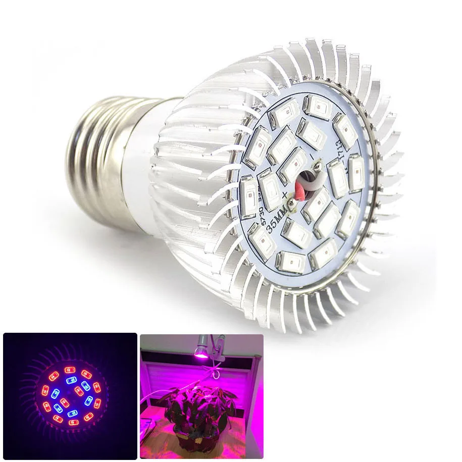 

18 leds Full spectrum LED Plant Grow Light E27 blub Plug Plant Growing Lamp For Flower Plant Hydroponics Light AC 110V 220V