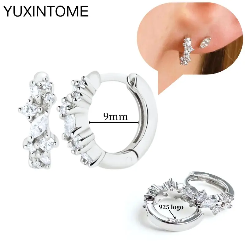 Ohrnadel aus 925er-Sterlingsilber, modische Creolen, weißer Kristall, luxuriöse Damen-Silberohrringe, Hochzeit, Damenschmuck, Geschenk