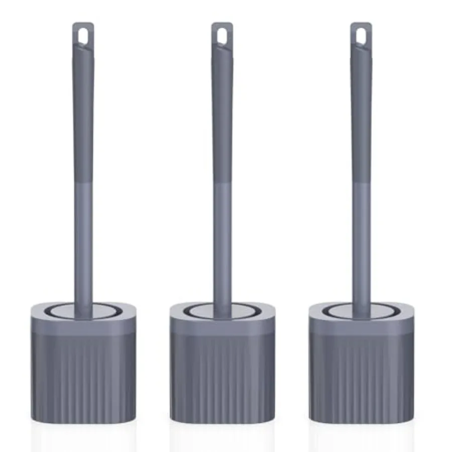 

Toilet Bowl Brush and Holder, 3 Pack Compact Toilet Brush Set with Nylon Bristles Toilet Brush Hidden Scrubber Brushes for Bath