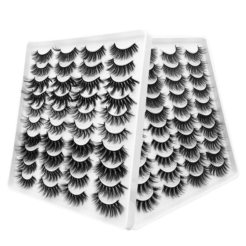 QSTY New 20 Pairs 6D Faux Mink Hair Lashes Reusable Natural long Fluffy Drama Soft False Eyelashes for eyelash extension make up