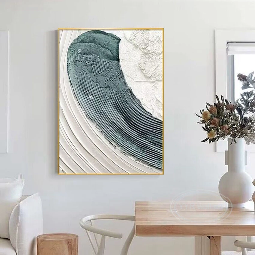 Nordic Modern Abstract Desert Oasis Beach Handmade Oil Painting Decoration Mural For Bedroom  Dining Room  Living Room And  Sofa