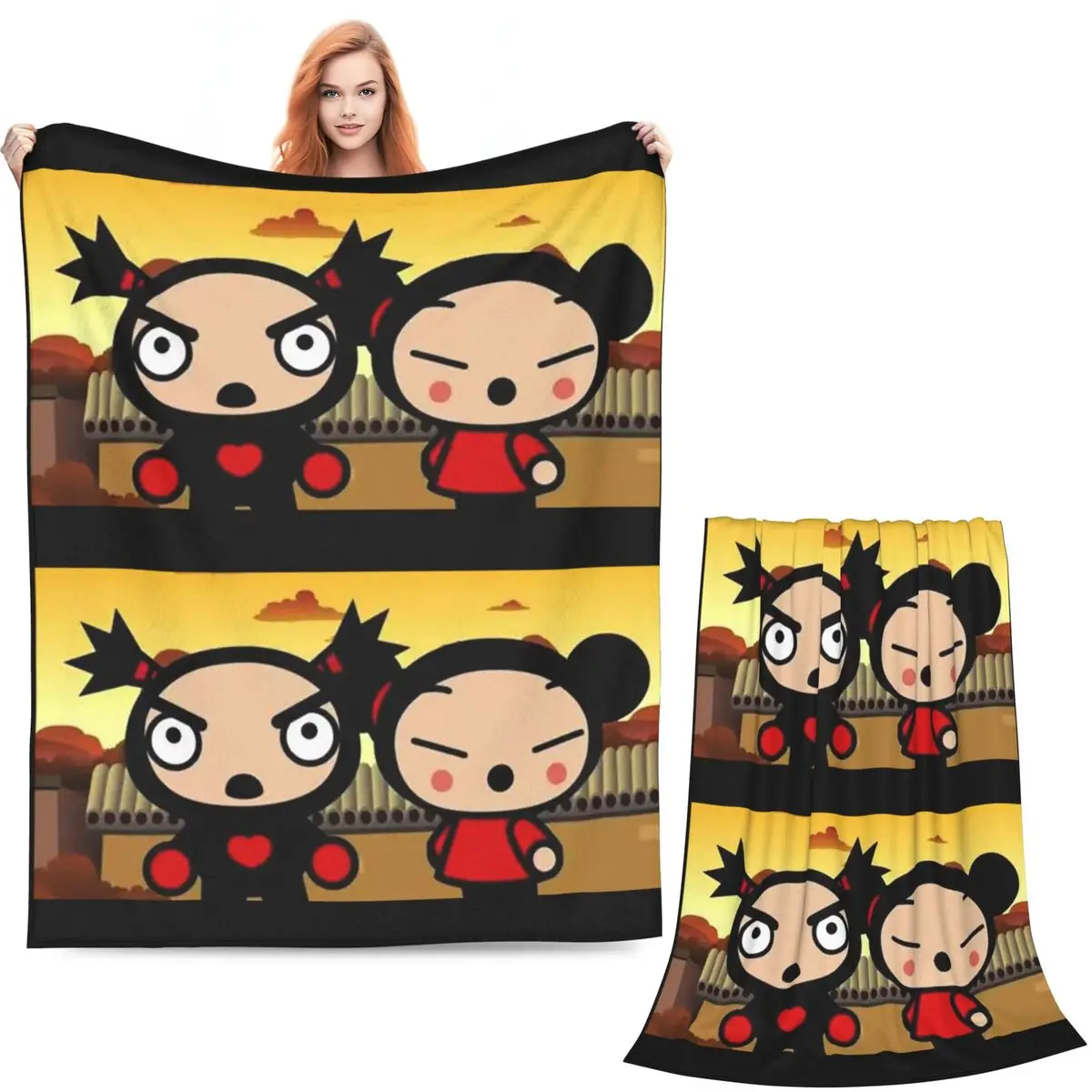 Cartoon Garu Pucca Animation (14) Blankets Soft Warm Flannel Throw Blanket Bedspread for Living room Picnic Travel Home Couch