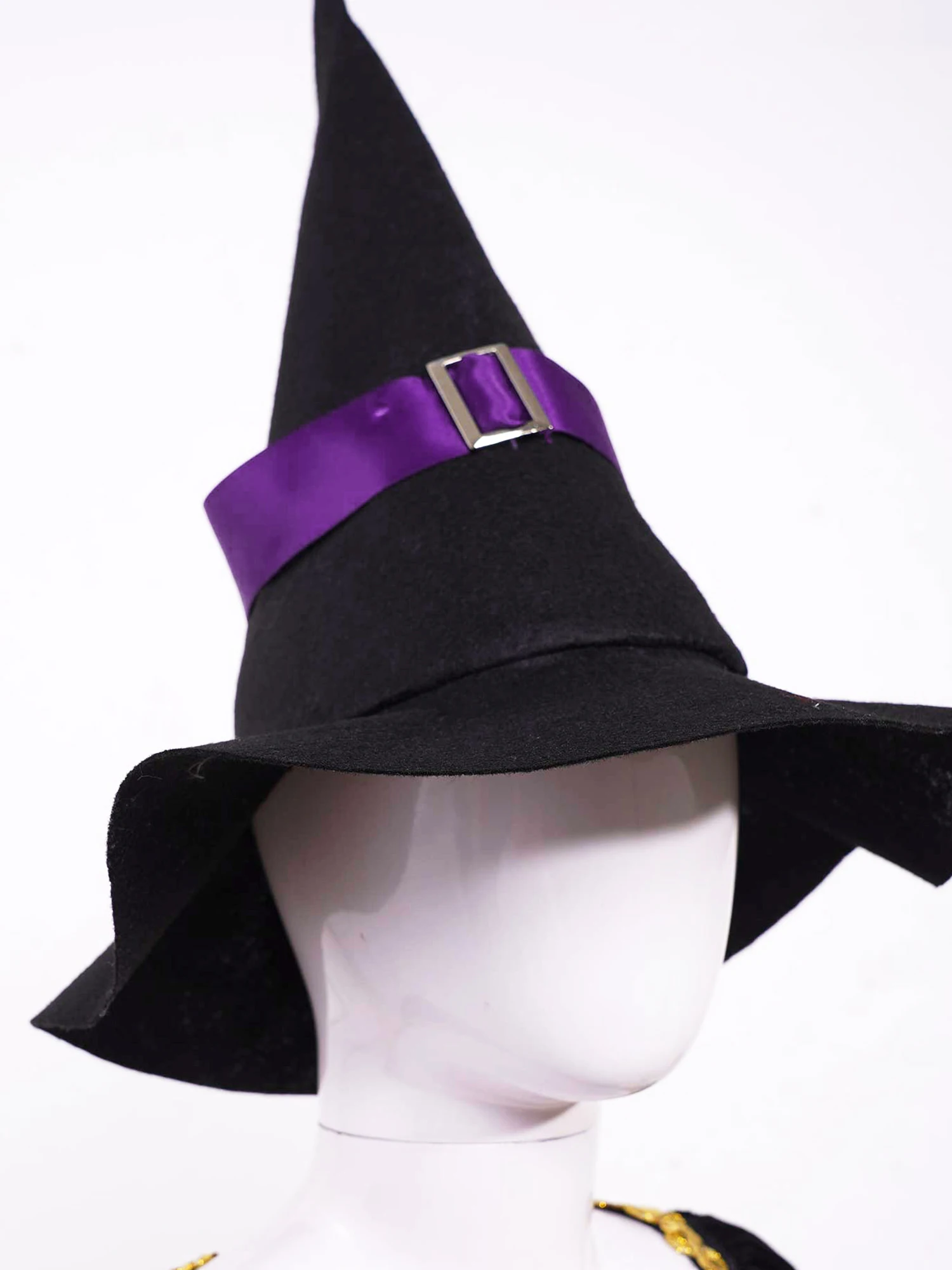 Halloween Witch Hat Kids Girls Wizard Costume Carvinal Theme Party Cosplay Party Girl Ribbon And Buckle Pointed Hat Accessory