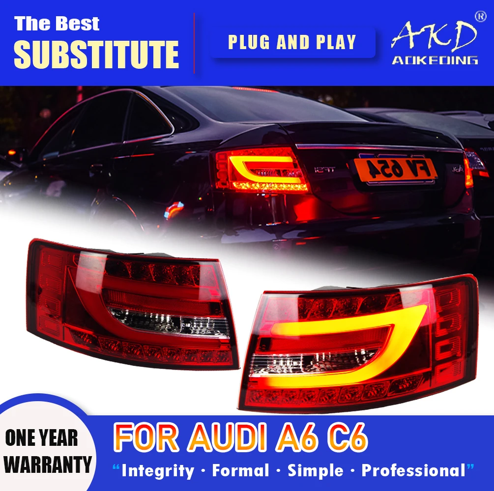 

AKD Tail Lamp for Audi A6 C6 LED Tail Light 2005-2008 A6L Rear Fog Brake Turn Signal Automotive Accessories