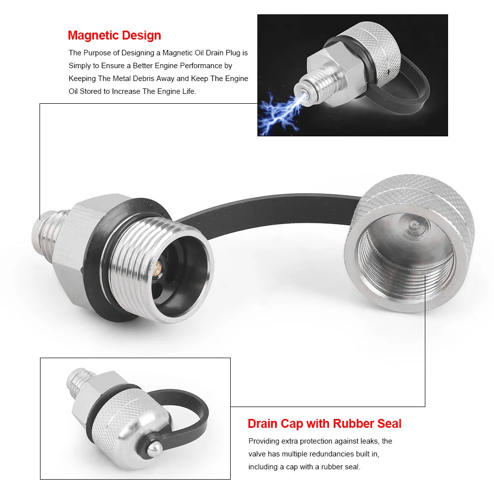 With magnet Car Valve Oil Drain ValveLeak Proof Rust Proof Compact Structure Stainless Steel Drain Hose Attachment