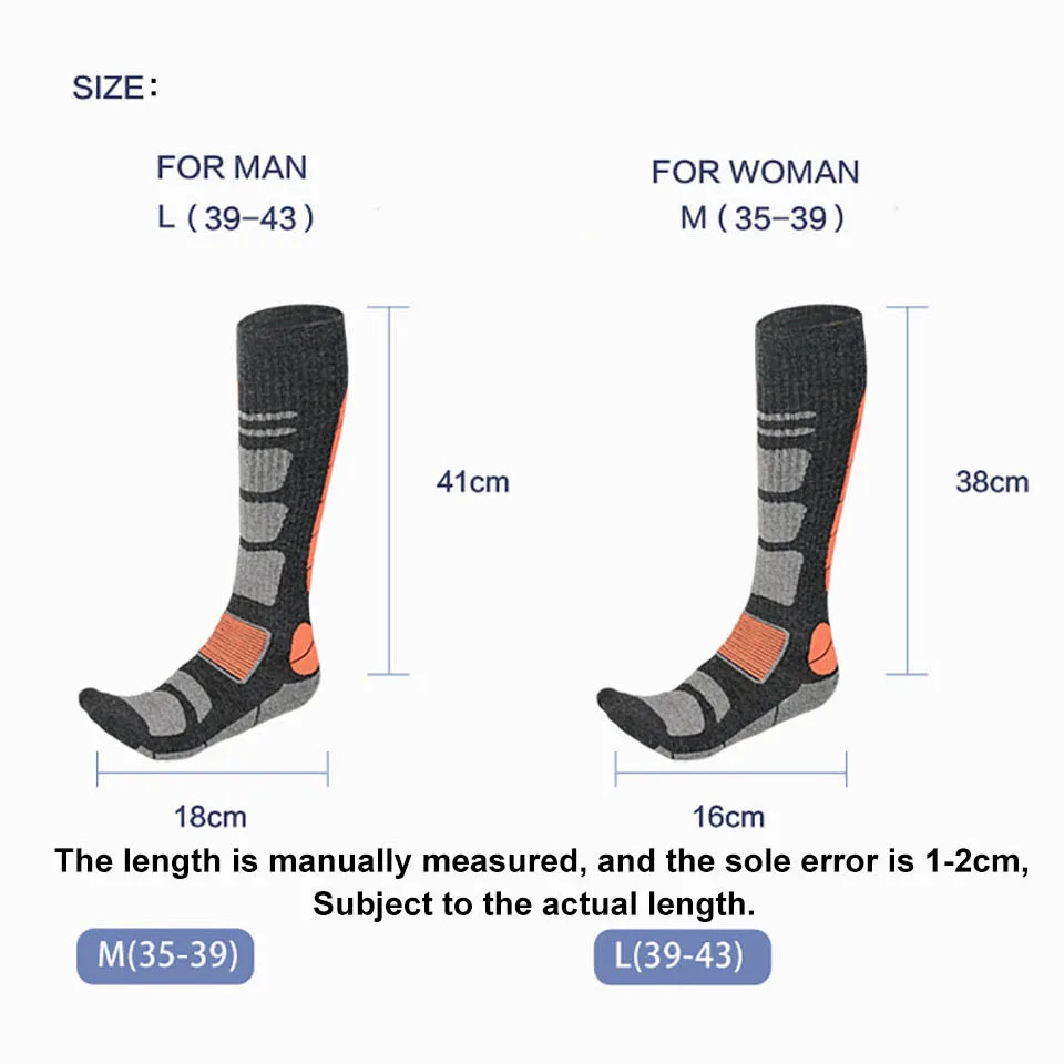 GTUBIKE 겨울 두꺼운 열 따뜻한 하이킹 스키 양말 메리노 양모 압축 양말 남성 여성을위한 하이킹 야외 스포츠 양말