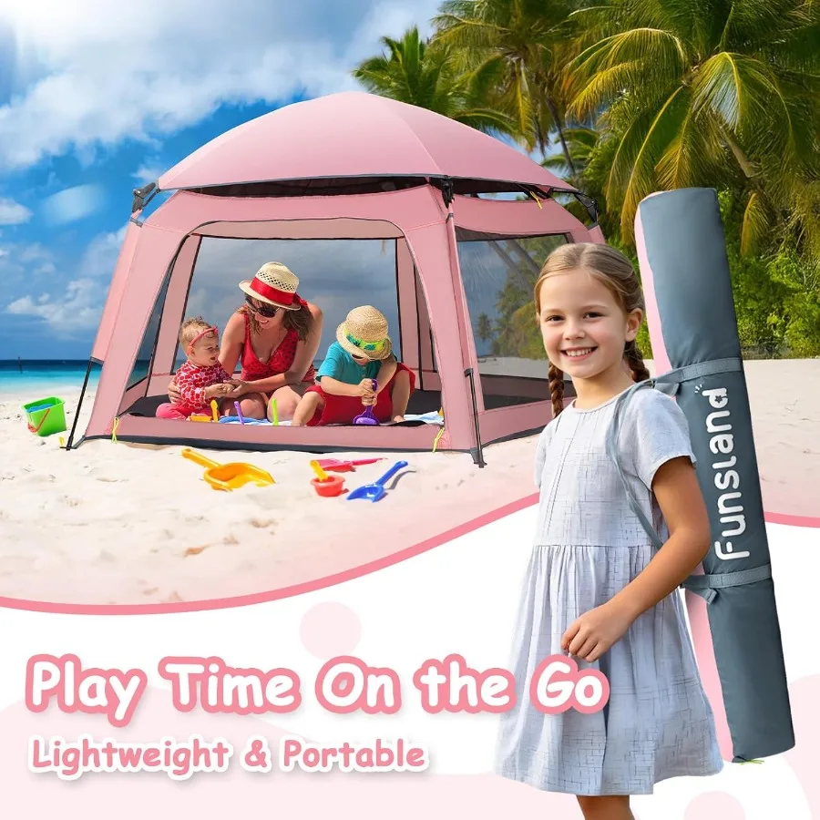 Pop-up tent voor babybox - Speeltent voor buiten en binnen voor op het strand met luifel Reistas Draagbare speeltuin voor baby's en peuters