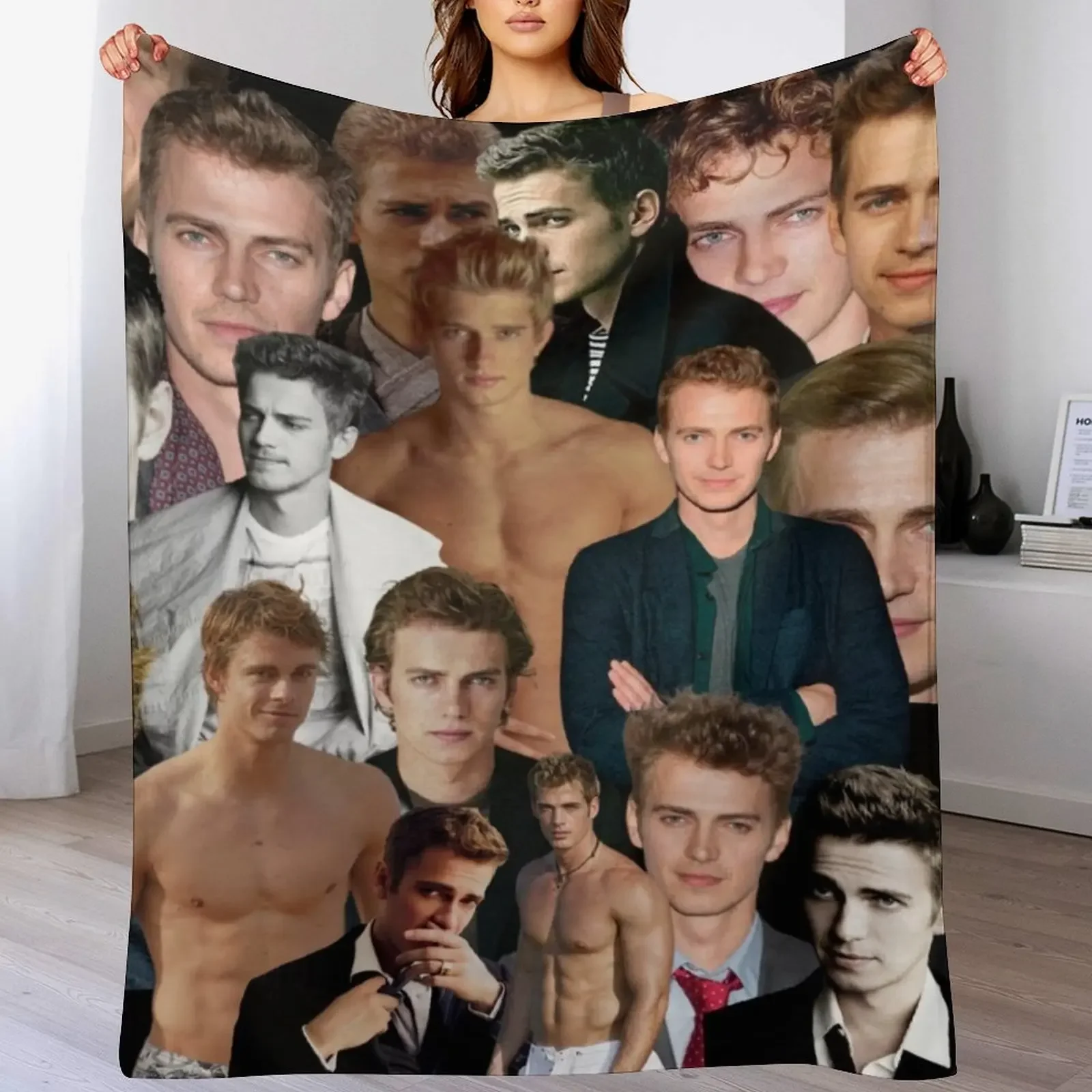 hayden christensen photo collage Throw Blanket Cozy Napping Blanket Gift for Mom Dad