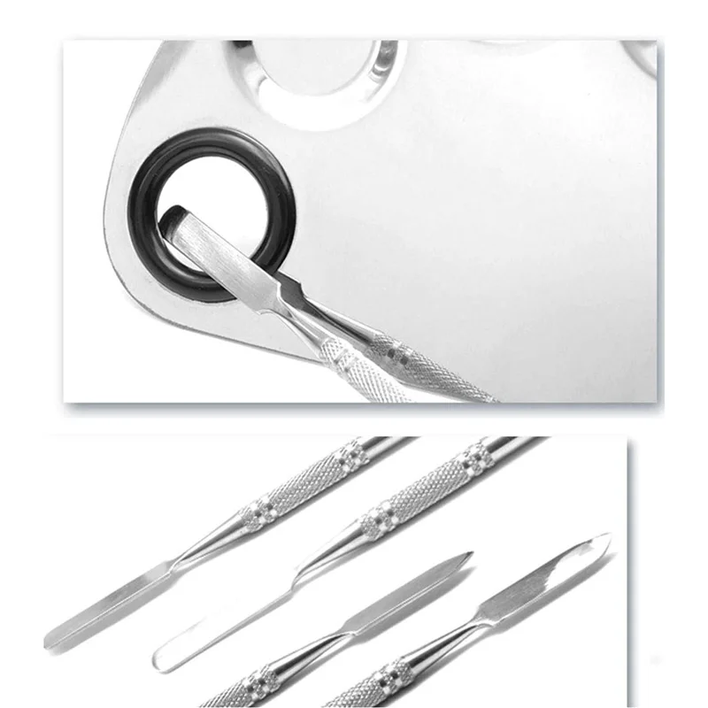 

8X Makeup Mixing Palette Stainless Steel Cosmetic Palette Professional Nail-Art Palette With Spatula Tool