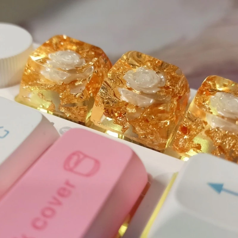 Mechanical Keyboards Keycaps OEM Camellias Resins Keycaps Customized Flower Pattern Key