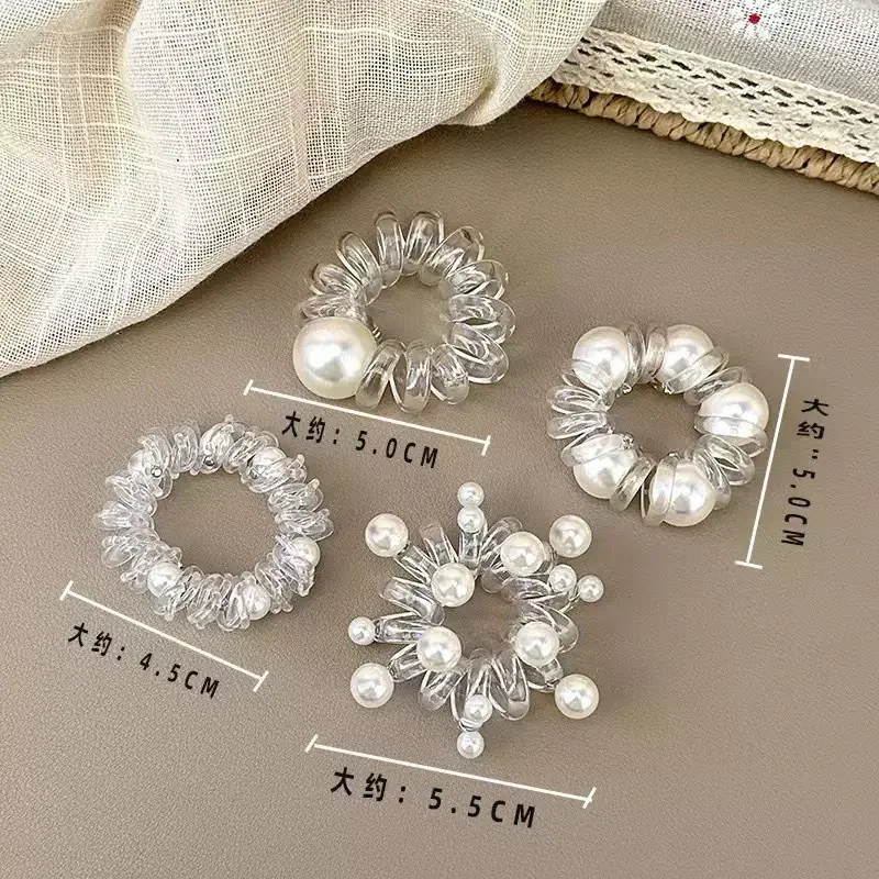 Pearl Transparent High Elasticity Hair Tie Non-Damaging Hair Rope Sweet Cool Spicy Girl Hair Rope Hair Accessory