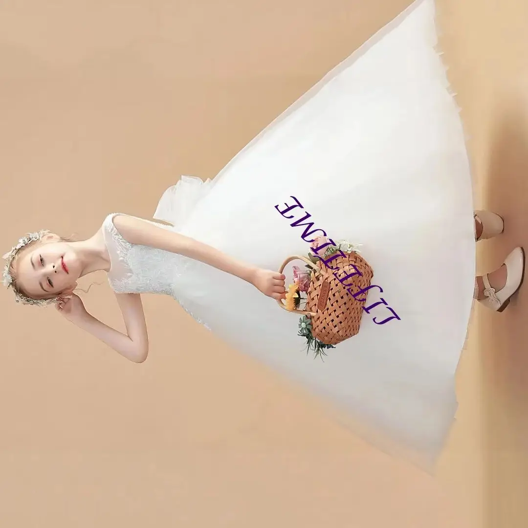 

Индивидуальный пошив: Белое платье для девочки-цветочницы из фатина с аппликациями и бантом, без рукавов, для свадьбы, дня рождения, выпускного вечера, причастия, банкета