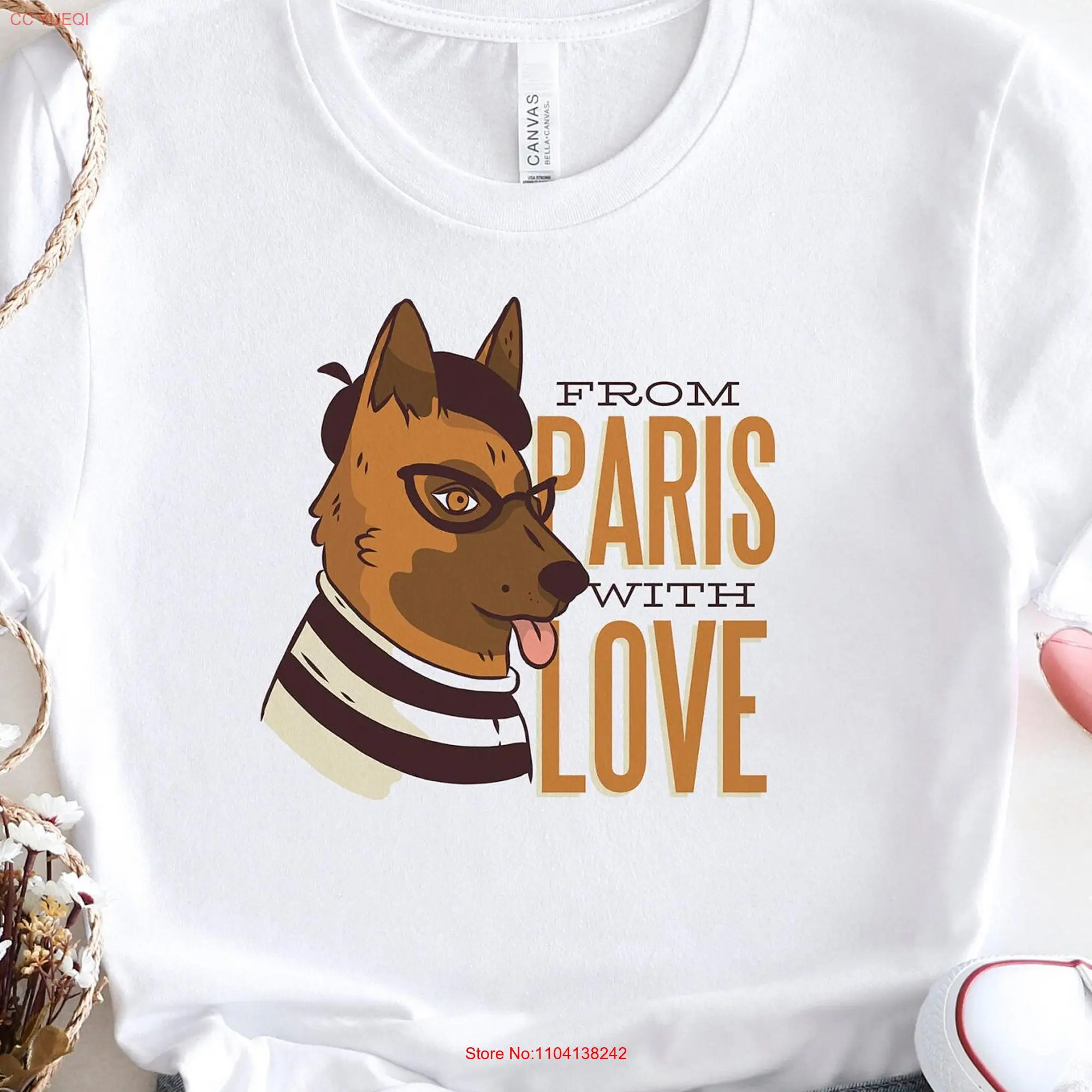 German Shepherd Paris Inspired T Shirt For Lover Perfect Travel Enthusiasts Themed Eiffel Tower long or short sleeves