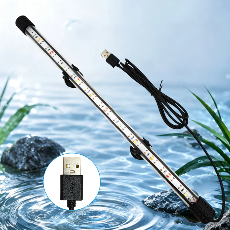 USB Full Spectrum Aquarium LED Strip Light 18‑58cm Waterproof Submersible Fish Tank Lamp Underwater Aquatic Plant Grow Lighting
