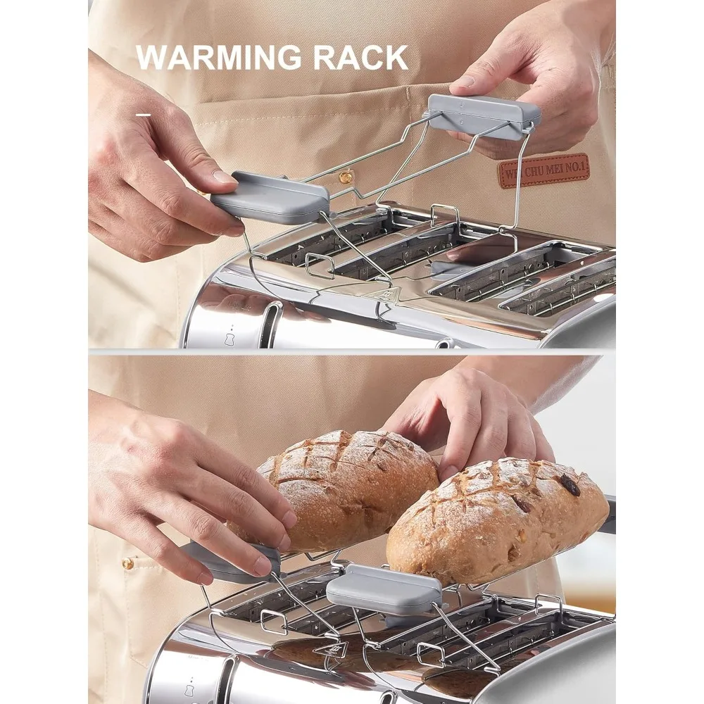 

4 Slice, Extra Wide Slots, Stainless Steel with High Lift Lever, Bagel and Muffin Function, Removal Crumb Tray, 7-Shade Settings