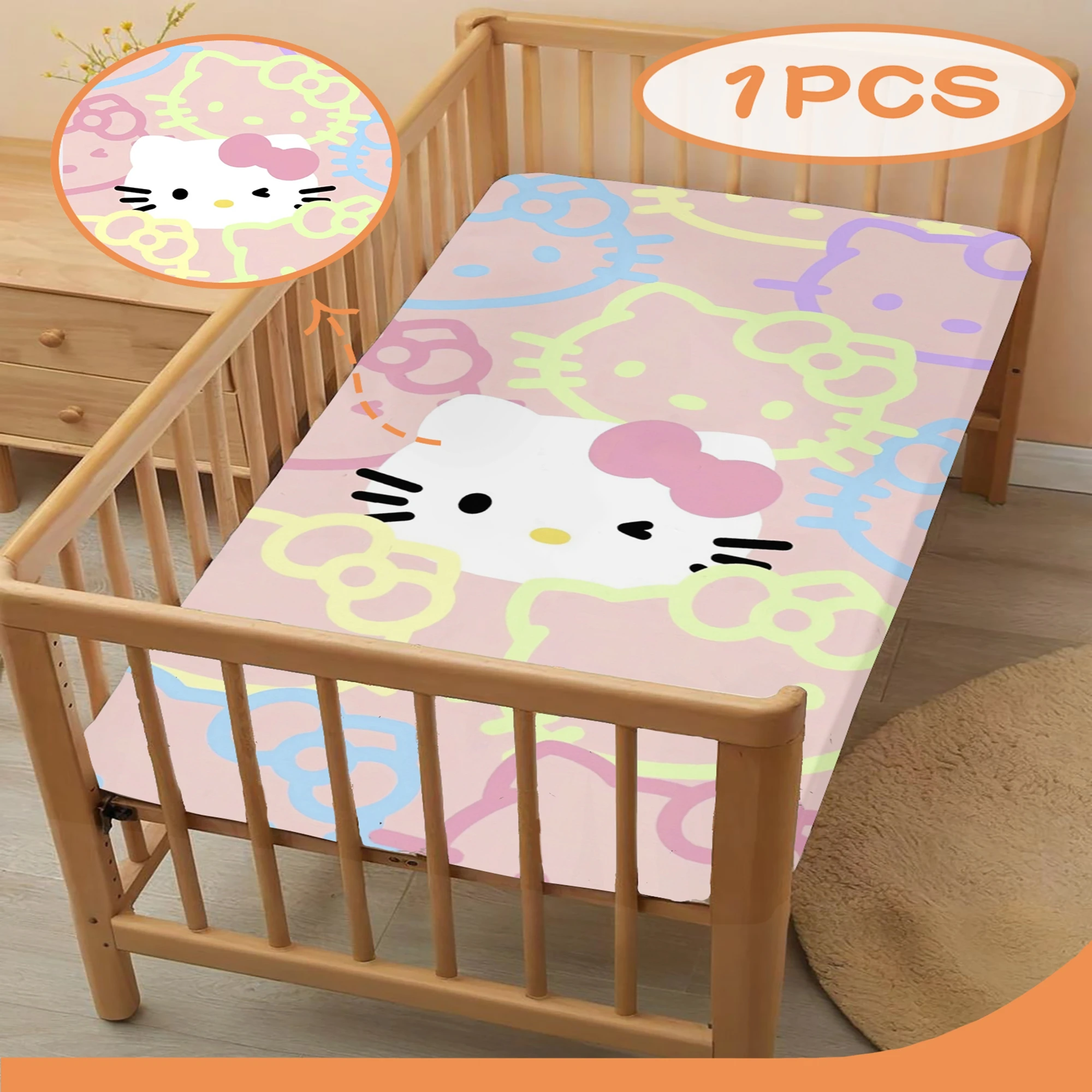

MINISO Hello Kitty Baby Fitted Crib Sheet Cartoon Children Soft Baby Mattress For Boys and Girls Cozy Mattress Cover
