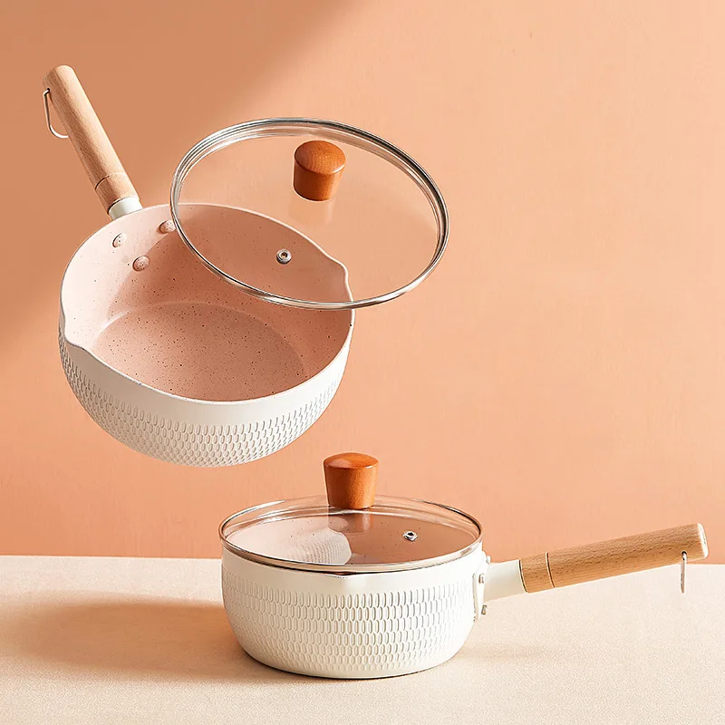 

Zml flat pan non-stick small soup pot for home cooking noodles instant noodles pot hot milk food supplement steamer