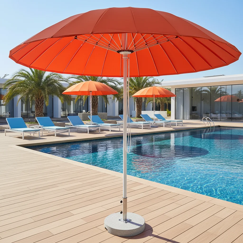 

Big Size Fiberglass Aluminum Patio Outdoor Umbrella Luxury Waterproof Garden Customize logo Printing Parasol Sunshade with Base