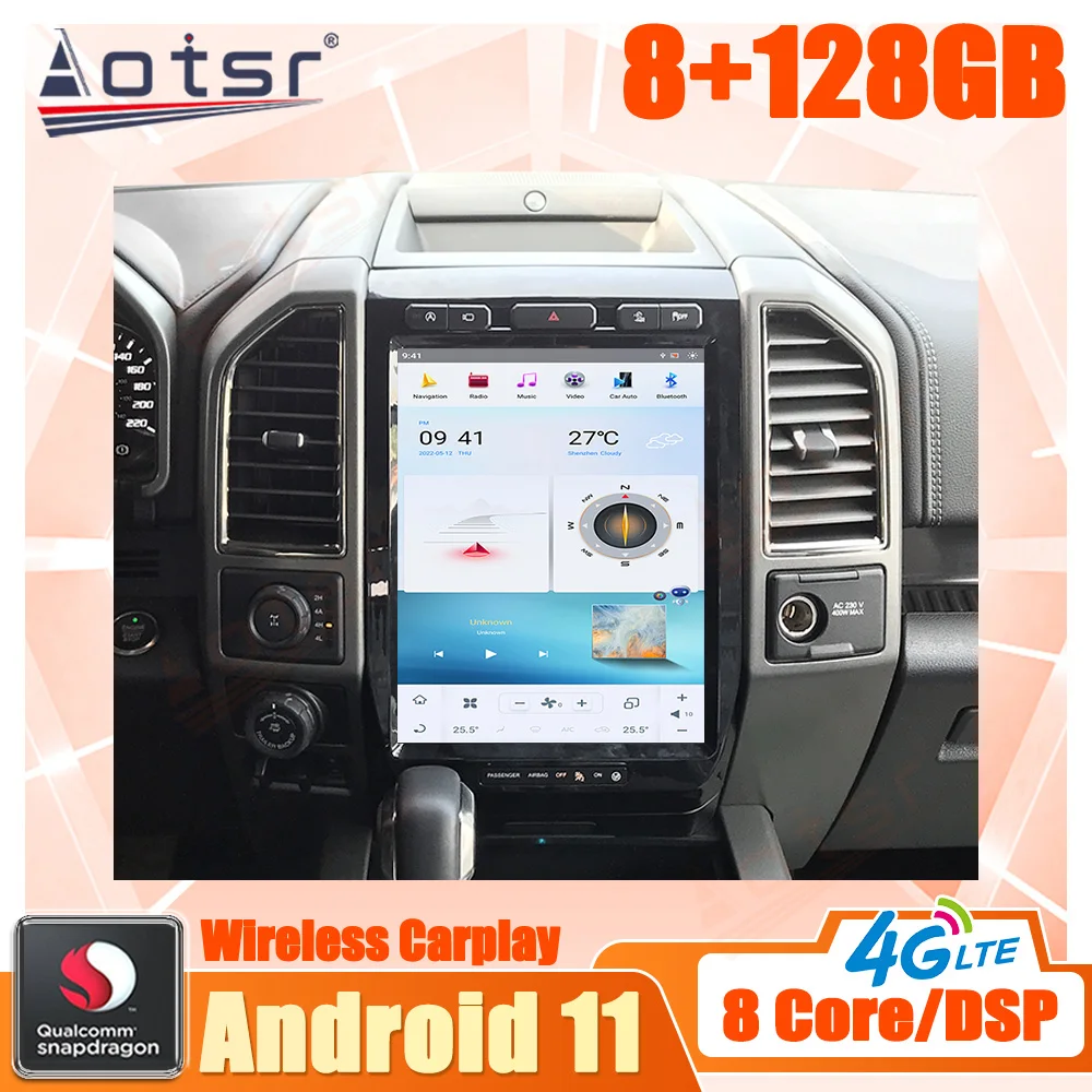 

128G Android 11 For Ford F150 2015 - 2021Car Multimedia Radio Stereo Player GPS Navi Head Unit Qualcomm Snapdragon Carplay 1 Din