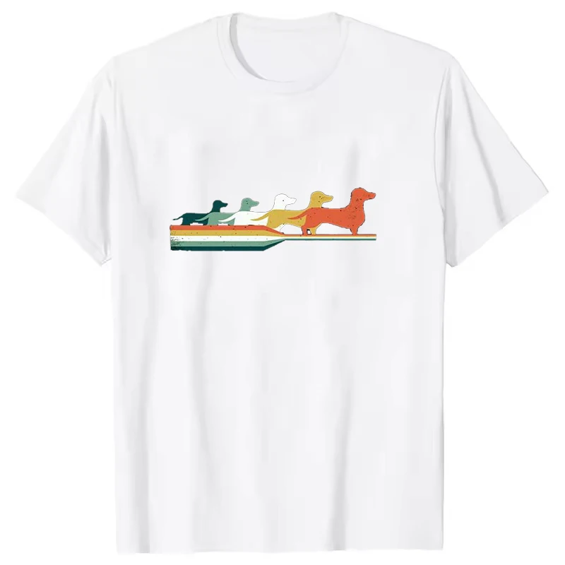 Multiple Sausage Dog Pattern Women Men T-Shirt Short Sleeves Harajuku Unisex Tee Summer Trend Large Size Round Neck Couple Tops