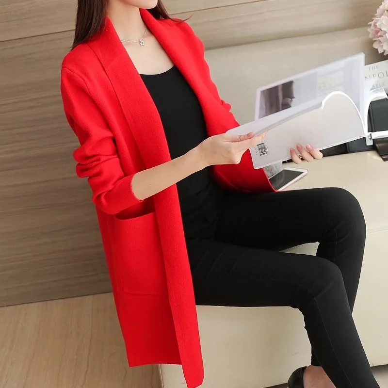 2024 Spring and Summer All-Match Mid-Length Sweater Coat Women\'s Loose Knitted Cardigan Top