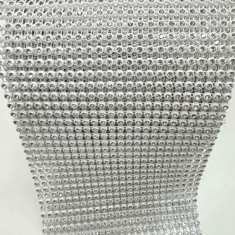 Free shipping Factory price 10yards  plastic base 24rows rhinestone mesh with high quality clear strass crystal trimming chains
