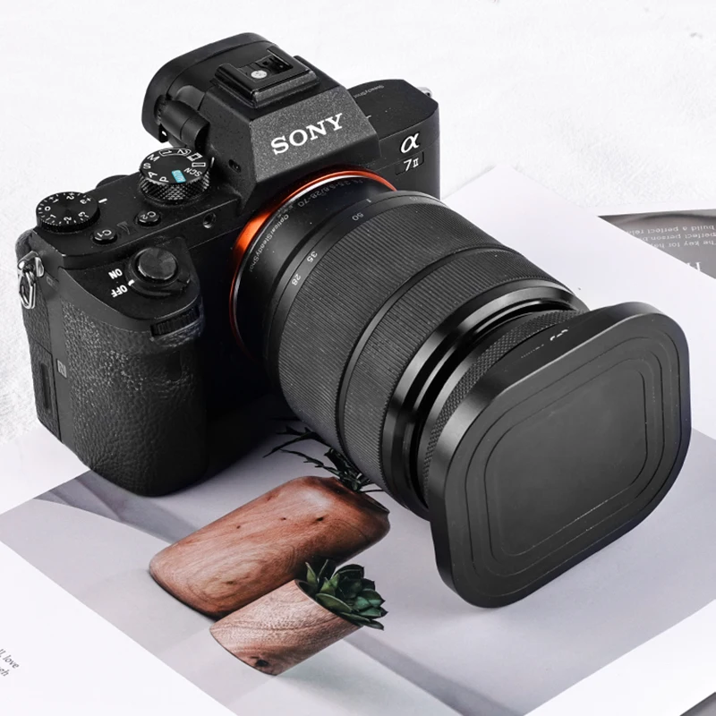 Quadratischer Lichtschutz aus Metall, geeignet für Sony Fujifilm Sigma Tenglong Weizhuoshi-Objektive mit 52 mm, 55 mm, 58 mm und 62 mm