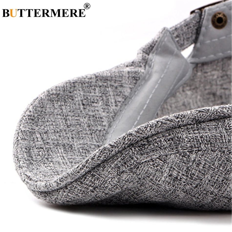 BUTTERMERE Mens Linen Flat Caps Adjustable Vintage Spring Summer Beret Hat Male Casual Style Gifts British Duckbill Hats