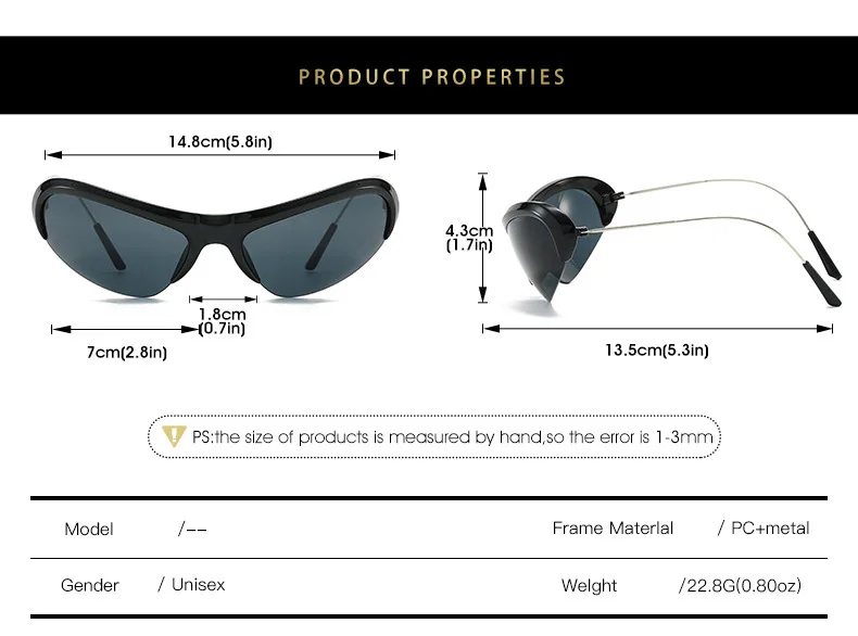 نظارات شمسية للرجال نظارات شمسية للنساء على طراز الهيب هوب الشرير الكلاسيكي، مناسبة لتسلق الجبال والسياحة واستخدام الشاطئ