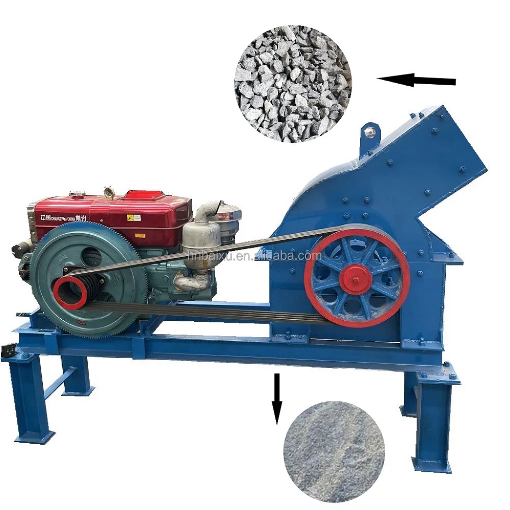 แบบพกพาDie Selขับเคลื่อนหินปูนหินเหล็กแมงกานีสสูงCrusher PC400x600 Hammer Mill Crucherราคา