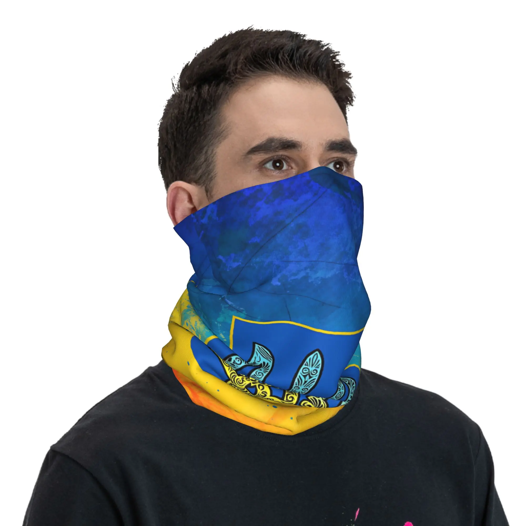 Ukrainian Tricolor Emblem Balaclava Outdoor Sports Bicycle Mask UV Protection Neck Cover Face Masks Autumn y2k Funny Neck Gaiter