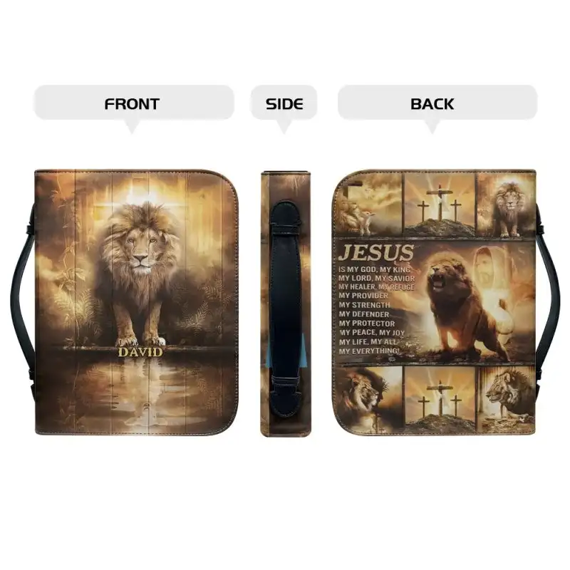 Women's Bible Covers Bible Carrying Case Pockets Fierce Lion Jesus Cross Bible Holder Pockets For Christmas Church Prayer New