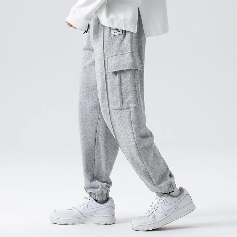 

Sweatpants For Man Drawstring Casual Trousers Outdoor Loose Streetwear Multi-Pocket Jogging Pants Spring Harajuku Knit Pants