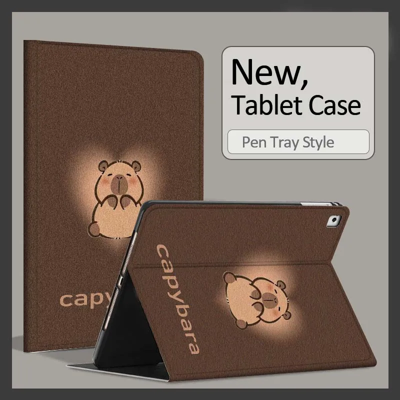Cute Cartoon Capybara Pattern Fashion For Xiaomi Poco Redmi Pad 8 2 4 C1 6 6S 7 7S SE 9.7 14 11 11.2 Inch Pen Tray Tablet Case