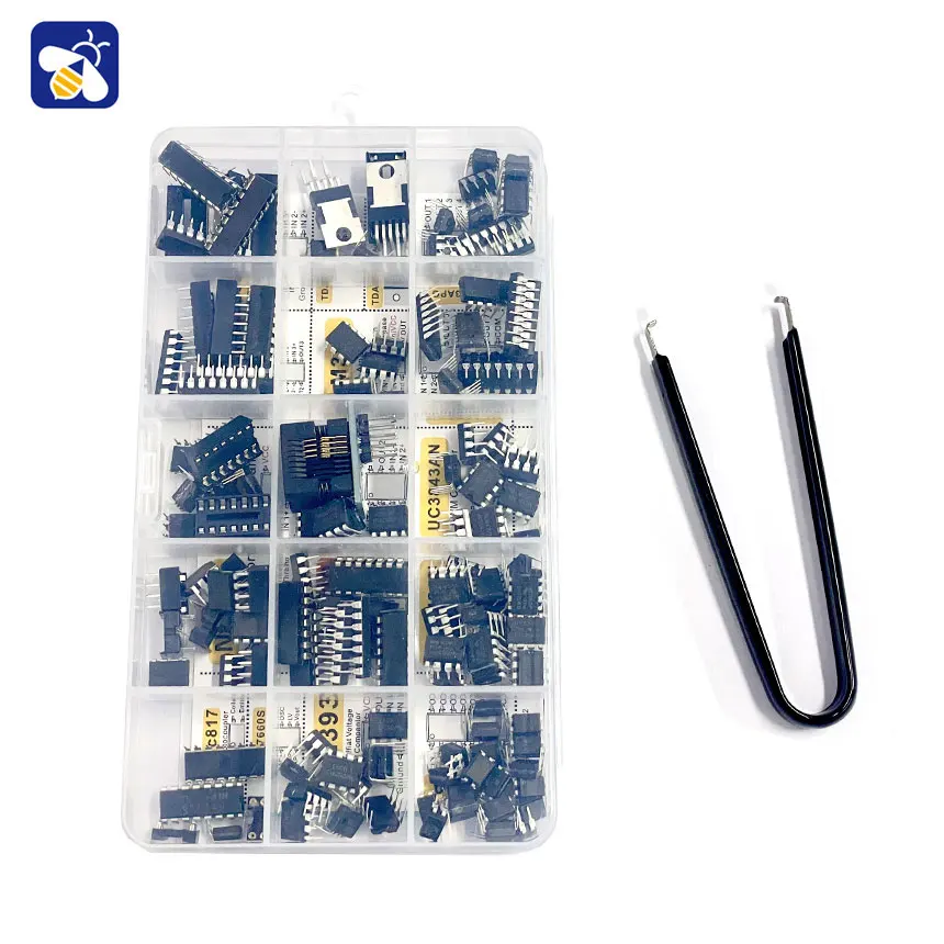 150PCS Commonly Used IC Combination Kit Free Clips and Burner Block electronic home appliance daily maintenance LM358 NE555LM386