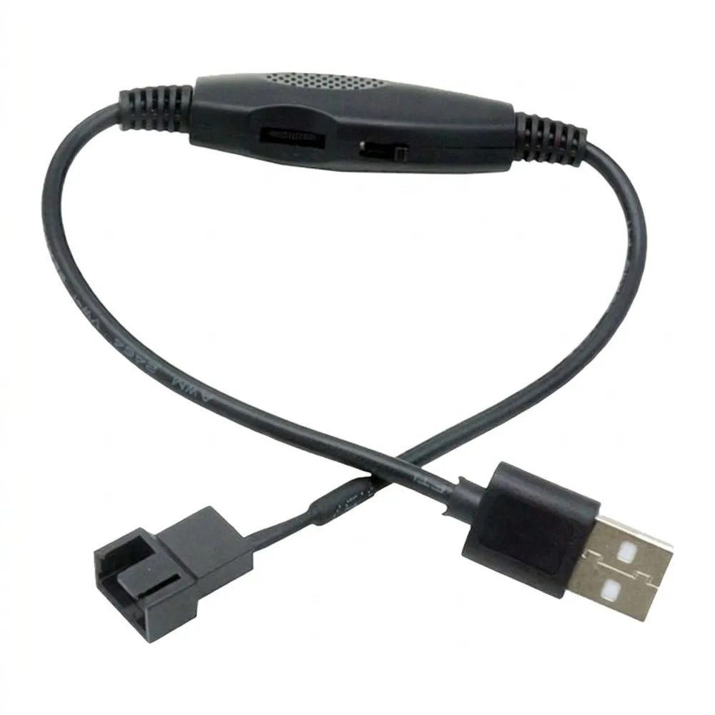 USB to 4-Pin Fan Adapter Cable Pair with 5V Input Boosted to 12V Output and Built-in Power Control Switch for PC Build Cooling
