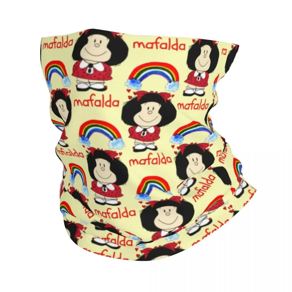 Quino Comic Mafalda Rainbow Bandana Neck Warmer Men Women Winter Hiking Ski Scarf Gaiter Argentine Cartoon Face Cover