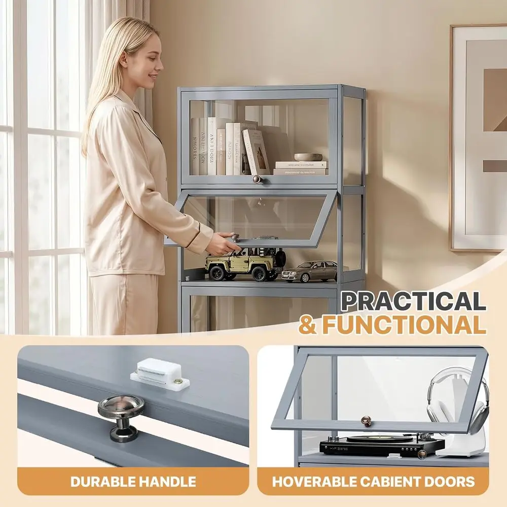 4-Tier Acrylic Display Case for Collectibles, Clear Showcase Cabinet, Suitable for Living Room, Bedroom, Office, 13L x 23.5W x 5 view 5