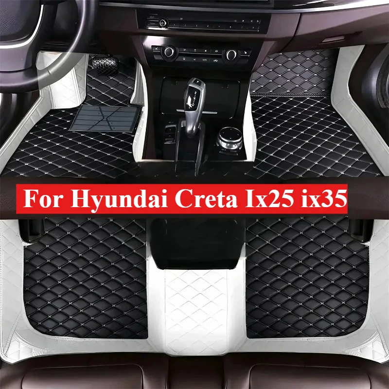 Maßgeschneiderte Auto-Fußmatten für Hyundai Creta Ix25 Ix35 2010-2014-2024-2025 Allwetter-Autozubehör Fußlederteppich Innenraum