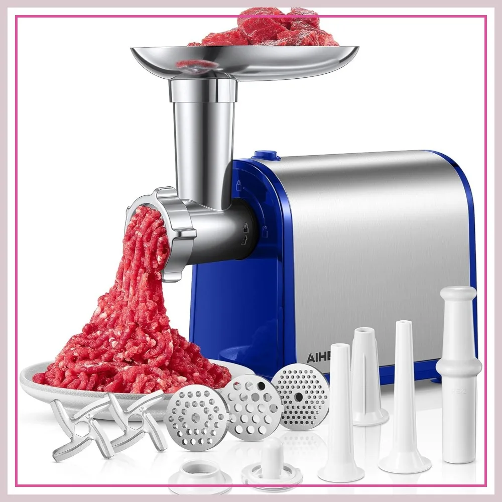 

Heavy Duty Electric Meat Grinder, 3200W Max, 3-in-1 Sausage Stuffer, 3 Plates, 2 Blades, Stainless Steel, Home Kitchen Use