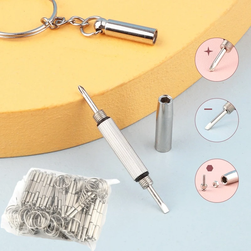 Steel Glasses Screwdriver Eyeglass Screwdriver Watch Repair Kit with Keychain Portable Hand Tools Precision Screwdriver Tools