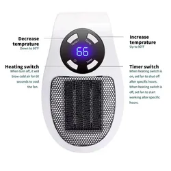 Portable Electric Mini Heater Fast Heating Remote Control Plug-in Wall Hand Warmer for Room Office Desk