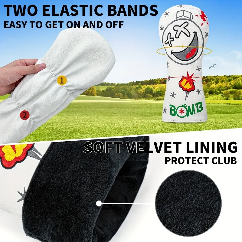 Golf Club Head Cover - White, Dustproof and Durable Shell, Golf Club Accessories, Fashionable Design, Protecting the Ball Head view 6