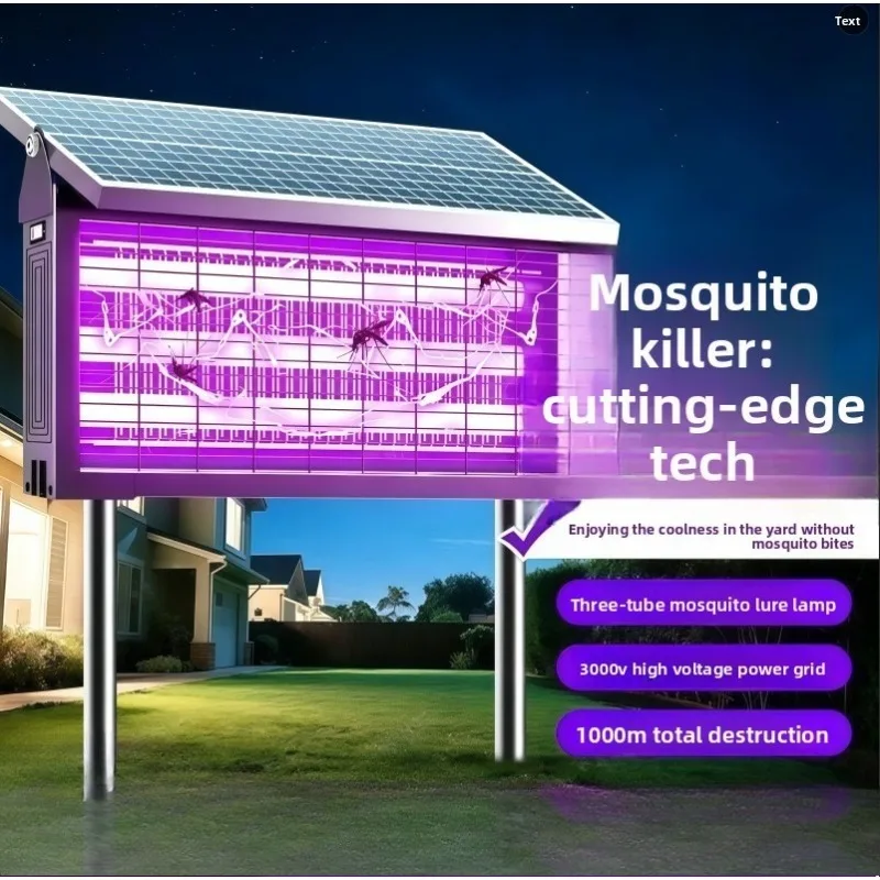 1PC Solar Powered Mosquito Swatter Lamp Dual Use Fly Killer Outdoor Waterproof Bug Zapper for Garden Camping