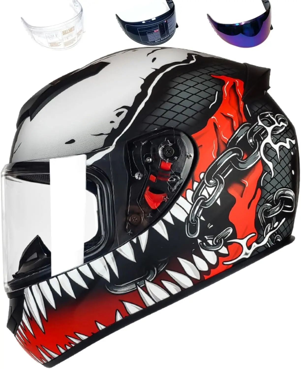 

Full Face Motorcycle Helmet Racing Motocross Helmets with Pinlock Compatible Clear Tinted Visors DOT Model Approved Street Bike