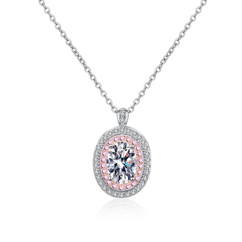 

1.0 ct Moissanite S925 Silver Necklet Pendants for Women Men Rose Gold Oval Shaped Charms Free Necklace Jewelry Wholesale