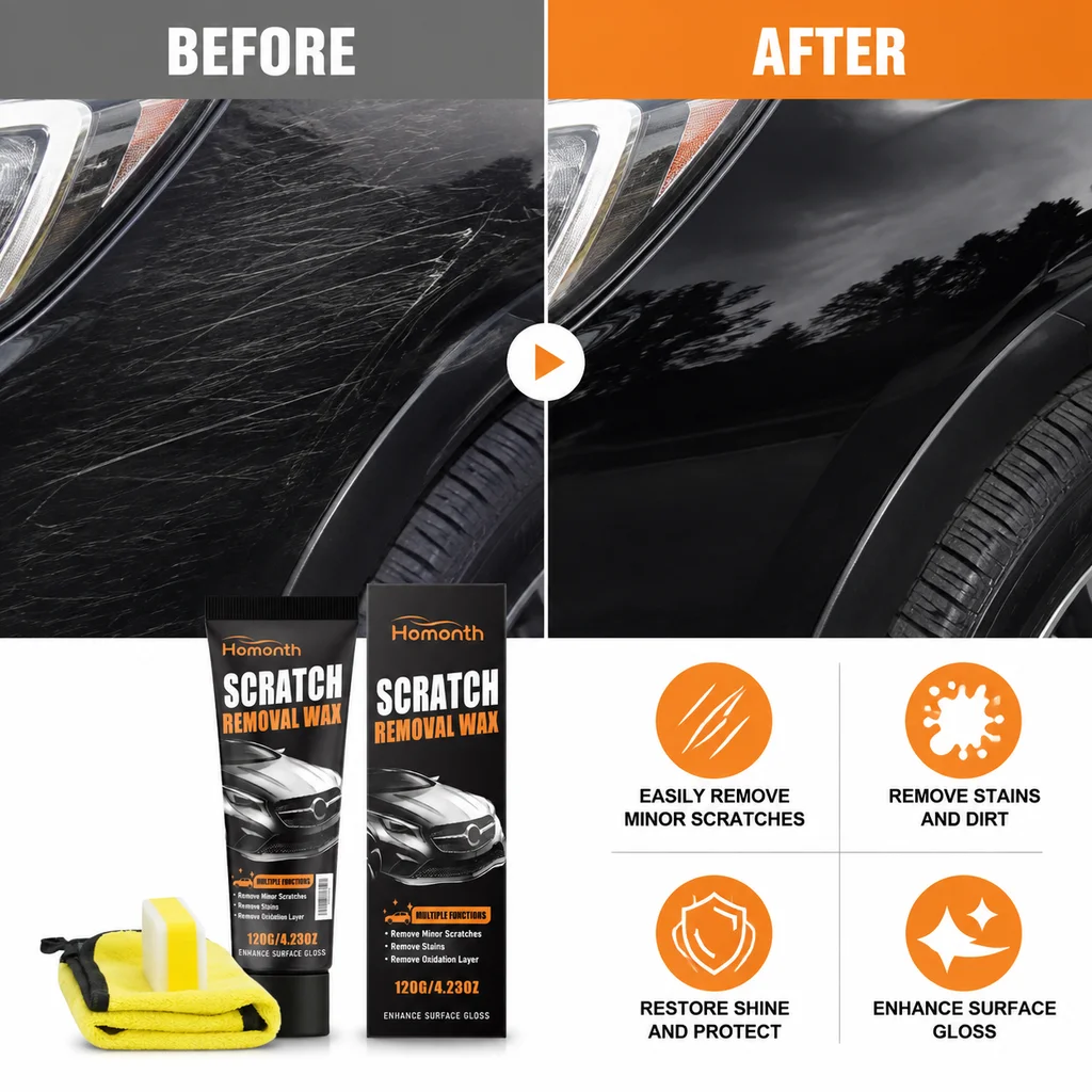Scratch Removal Compound Kit Car Scratch Remover Polish Clear Coat Safe Paint Repair for Car Detailing DIY Scratch Remover 120g